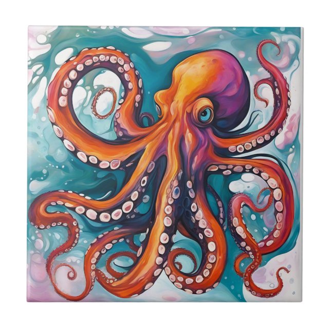 Abstrato de Fluid Art Octopus (Frente)