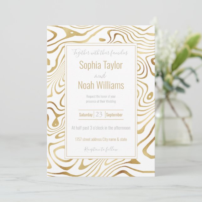 Abstrato de mármore Dourado branco moderno (Em pé/Frente)