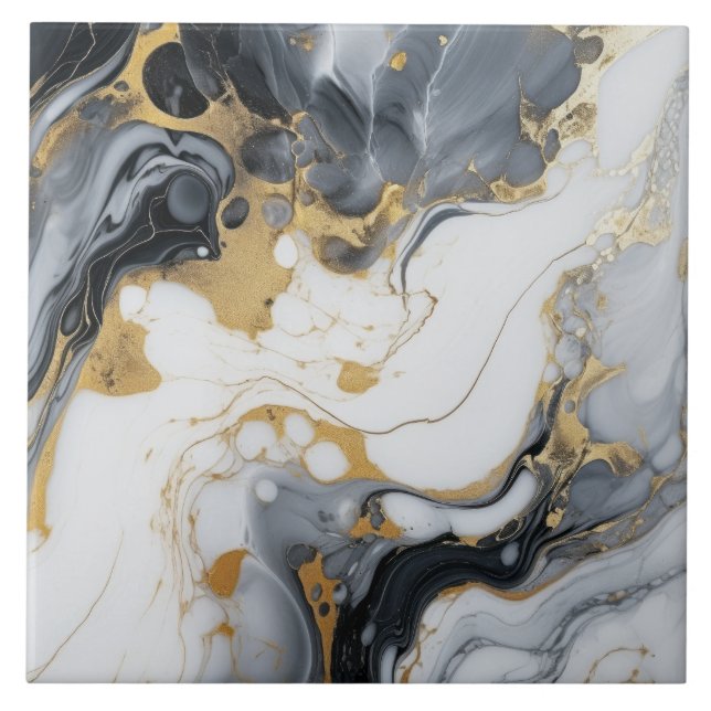 Abstrato De Mármore Dourado Branco Preto E Álcool (Frente)