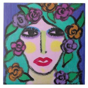 Abstrato de menina florescente Retrato de uma mulh