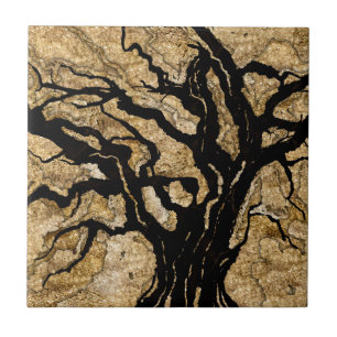 Abstrato de mídia mista de textura preta e Dourada