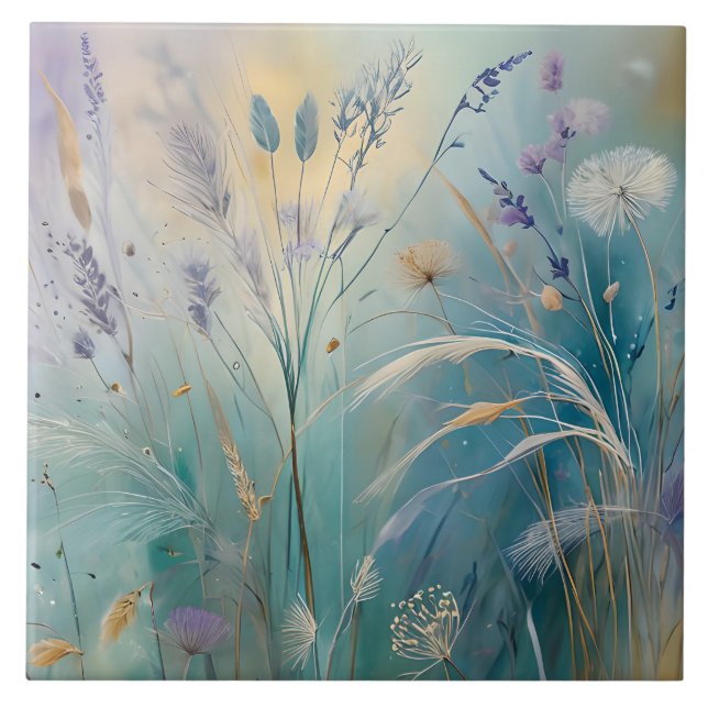 Abstrato de Pastel Whispers of Nature, gramíneas (Frente)