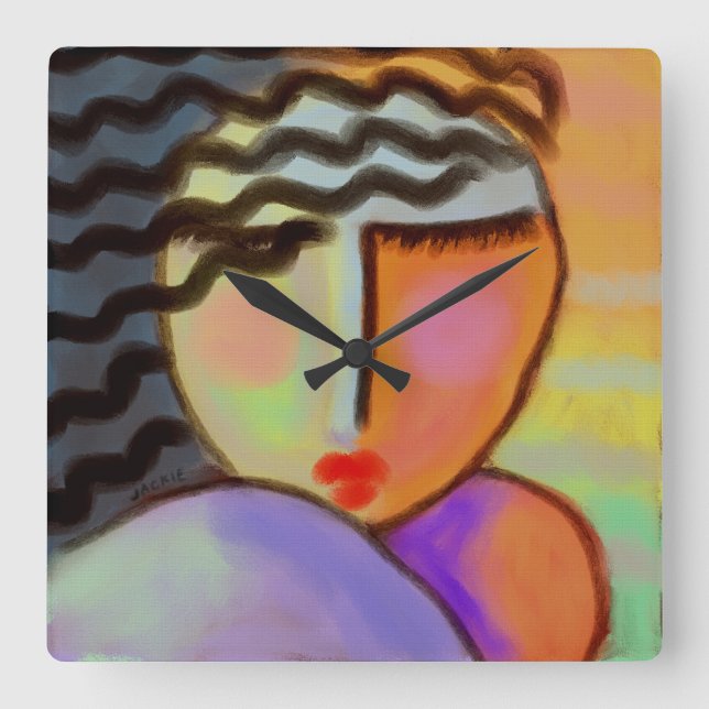 Abstrato de pintura colorida relógio grande (Frente)