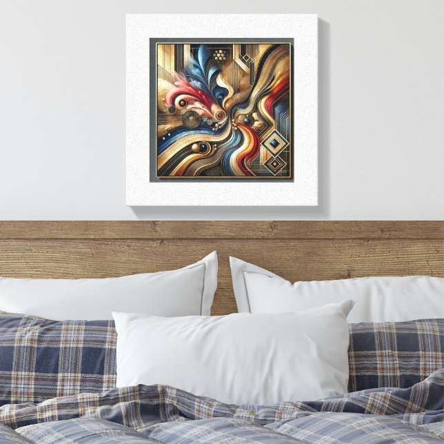 Abstrato de pintura na Canvas Premium. (Insitu(Quarto))