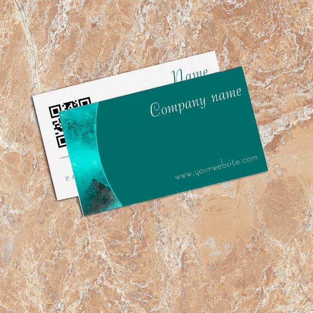 Abstrato de QR detalhado Cartão de visita verde mí (Criador carregado)