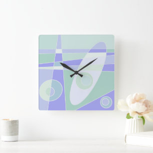 Abstrato de Relógio Quadrado Surfar Pastel Verde R