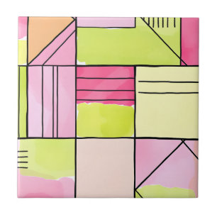 Abstrato de retalhos rosa e verde-limão