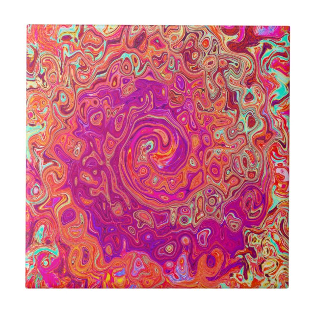 Abstrato de Retro Coral e espiral de mármore roxo (Frente)