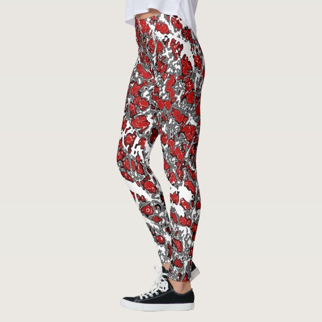Abstrato de Splatter Cinzas Vermelhas e Leggings d (Esquerda)