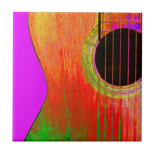 Abstrato de Violão Vermelho e Roxo (Frente)