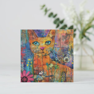 Abstrato de Watercolor Vintage Cat (8)