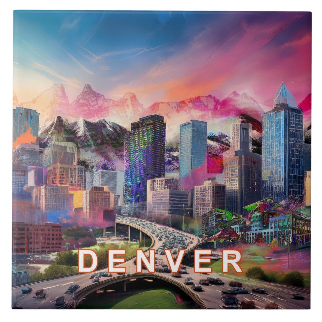Abstrato Denver Skyline Art Modern (Frente)