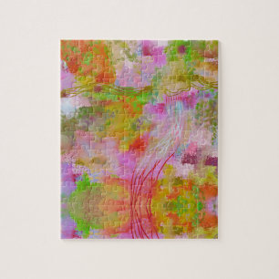 Abstrato desafiar quebra-cabeça a rosa e verde