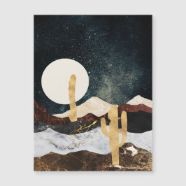 Abstrato Desert Night Sky com Ouro Cactus