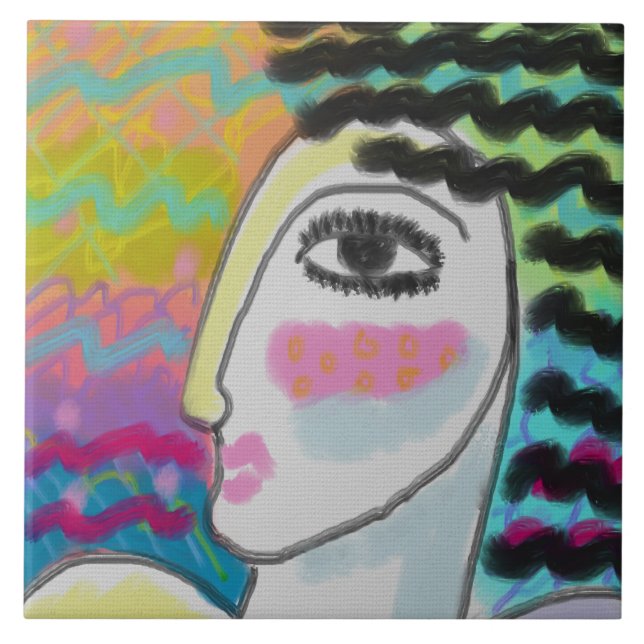 Abstrato Digital de Mulher Selvagem Pintura de Mul (Frente)