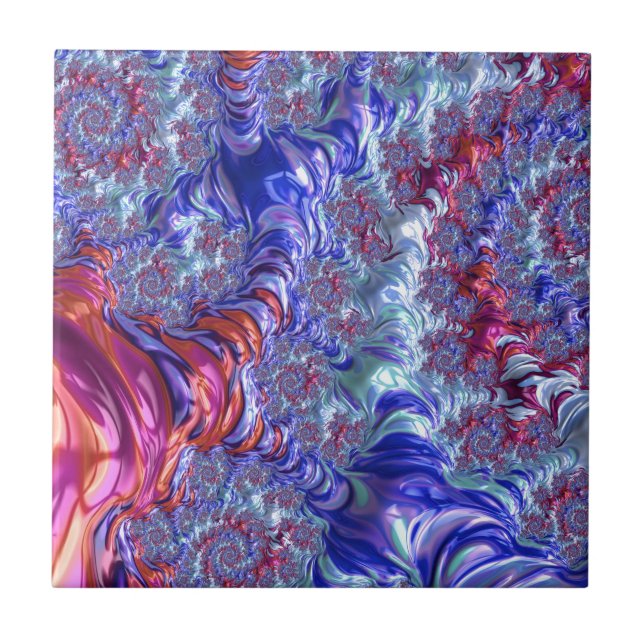 Abstrato Digital Fractal Colorido Trippy Groovy (Frente)