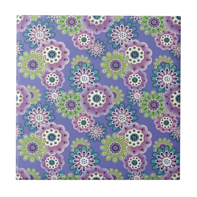 Abstrato diversão flores de desenho floral escandi (Frente)