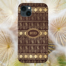 Abstrato do Monograma Dourado Bohemian Castanho