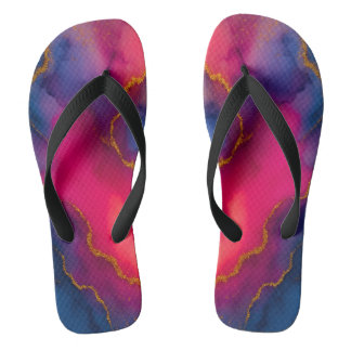 Abstrato Dourado e Teal Elegante | Chinelos na mod