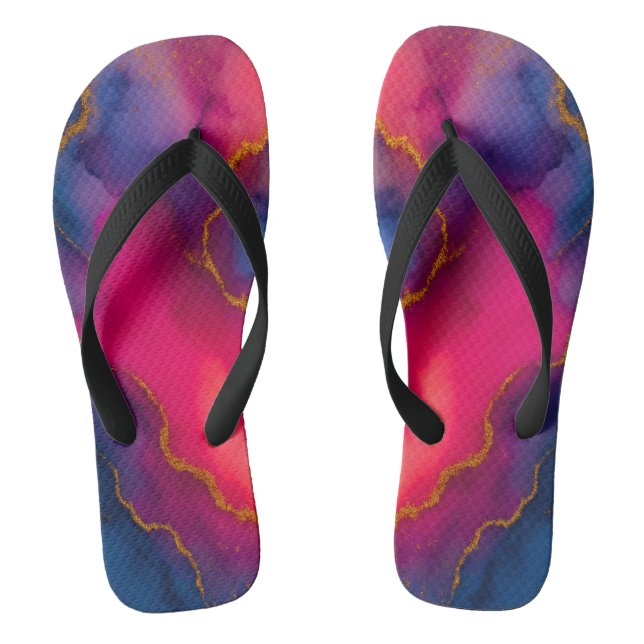 Abstrato Dourado e Teal Elegante | Chinelos na mod (Pé da cama)