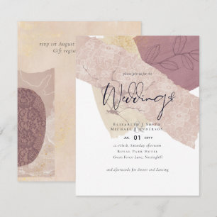 Abstrato Earth Dourado Convite de casamento baixo