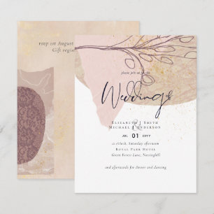 Abstrato Earth Dourado Convite de casamento baixo