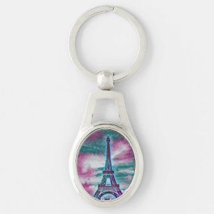 Abstrato Eiffel Tower Chaveiro