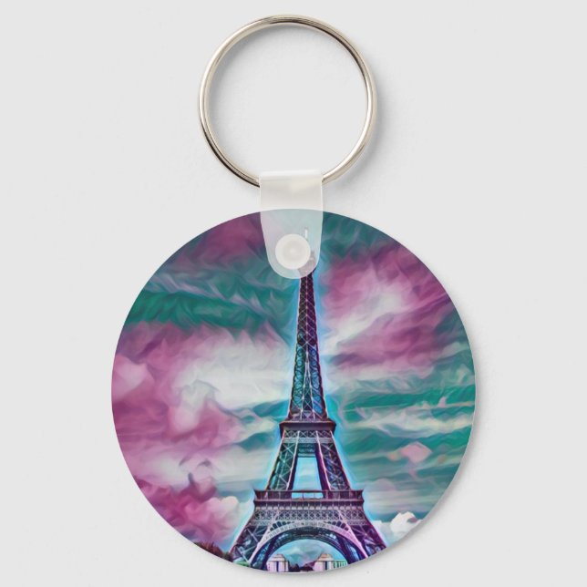 Abstrato Eiffel Tower Chaveiro (Frente)