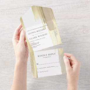 Abstrato Elegante Dourado E Casamento Painterly Ta