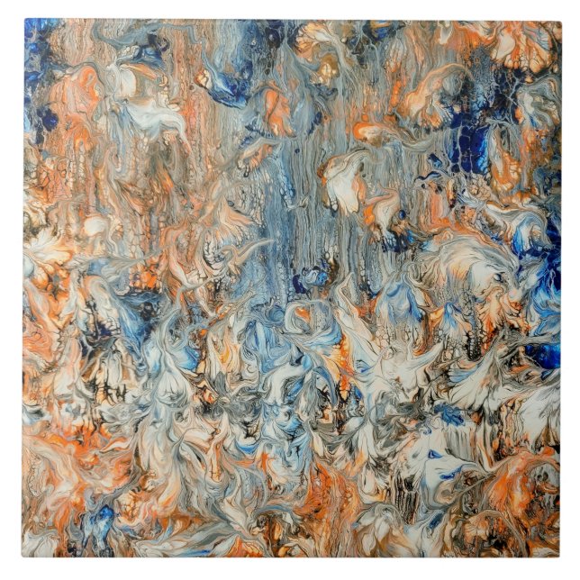 Abstrato em azul e laranja (Frente)