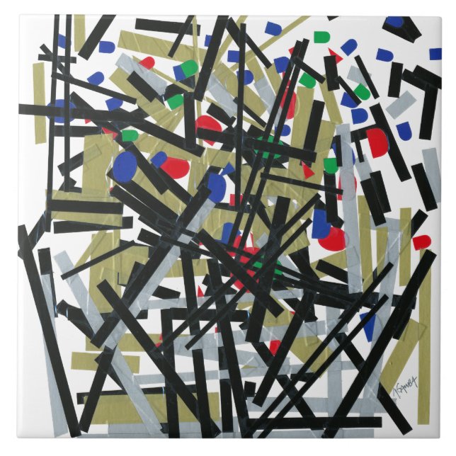 Abstrato em fita e formas alfabéticas 1 (Frente)