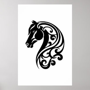 Abstrato Equestrian Swirls Trabalho de arte Poster