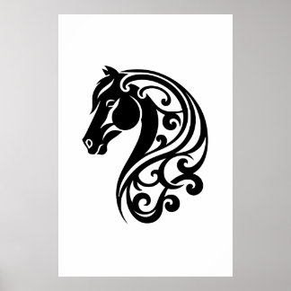Abstrato Equestrian Swirls Trabalho de arte Poster