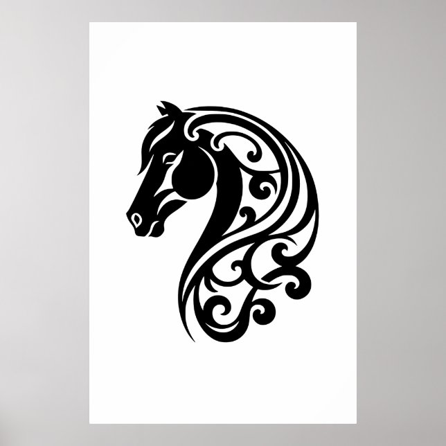 Abstrato Equestrian Swirls Trabalho de arte Poster (Frente)