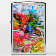 Abstrato Expressionista Colorida Cat Art Impressão