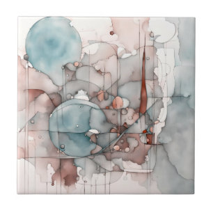 Abstrato Expressionista de Aquarela Azul