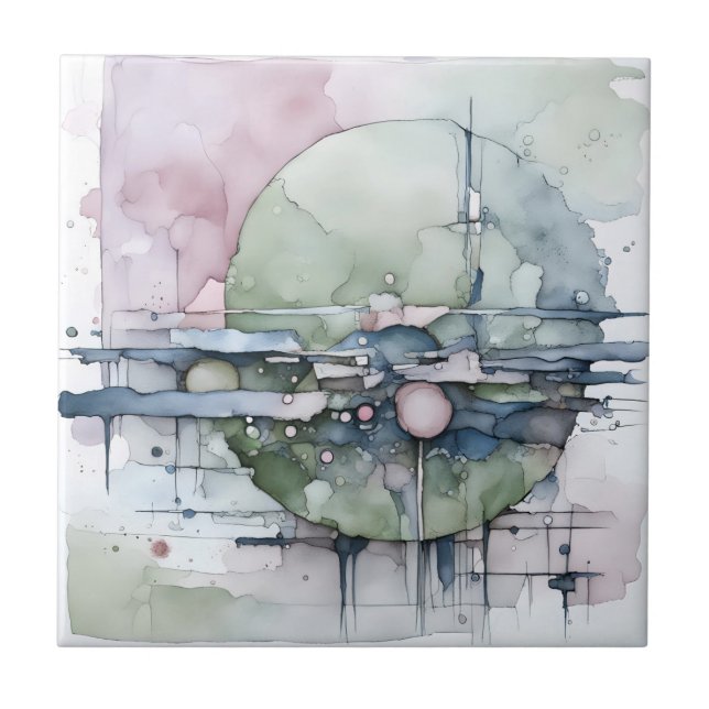 Abstrato Expressionista de Aquarela Azul Verde (Frente)