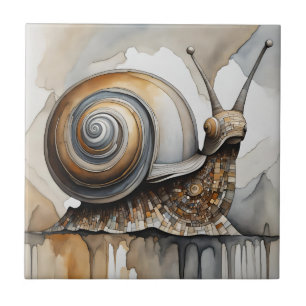 Abstrato Expressionista de Watercolor Beige Snail