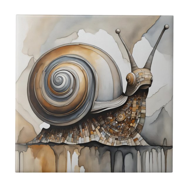 Abstrato Expressionista de Watercolor Beige Snail (Frente)