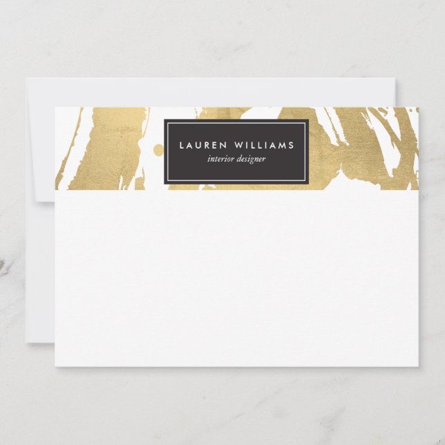 Abstrato Faux Dourados Brushstrokes em Branco II (Frente)