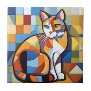 Abstrato Feline Beauty Calico Cat Cubist
