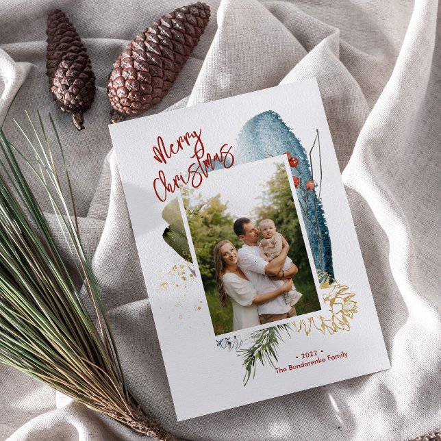 Abstrato Feliz Cartão com fotos de Natal Personali (Criador carregado)