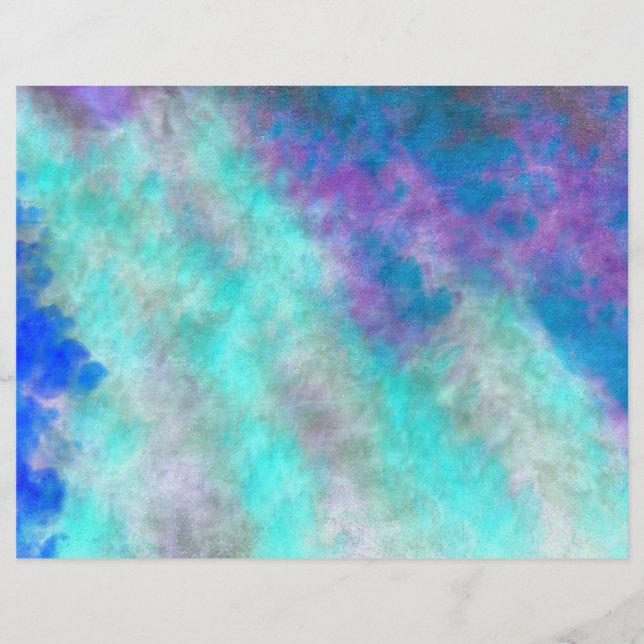 Abstrato Floral Arte Teal Azul Roxo (Frente)