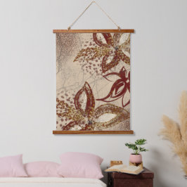 Abstrato Floral Beige Burgundy Contemporâneo