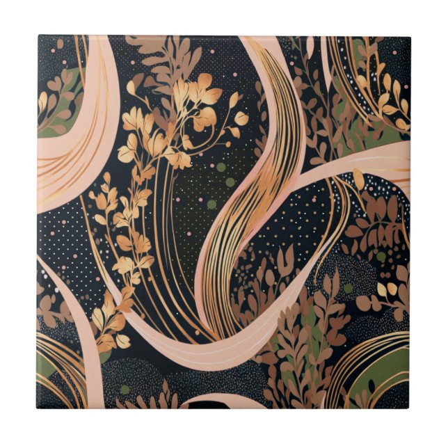 Abstrato floral, bolinhas, vinhas (Frente)