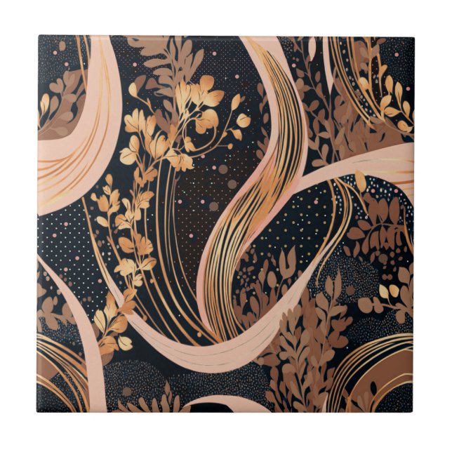 Abstrato floral, bolinhas, vinhas (Frente)