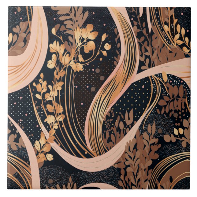 Abstrato floral, bolinhas, vinhas (Frente)