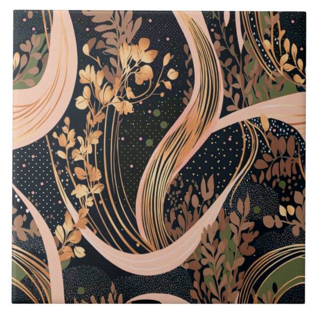 Abstrato floral, bolinhas, vinhas (Frente)