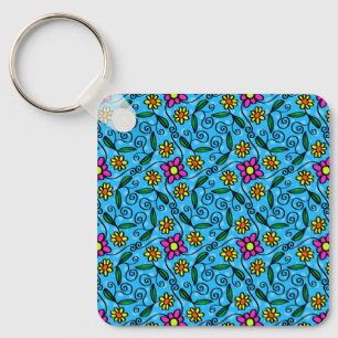 Abstrato Floral Chaveiro