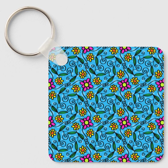 Abstrato Floral Chaveiro (Frente)